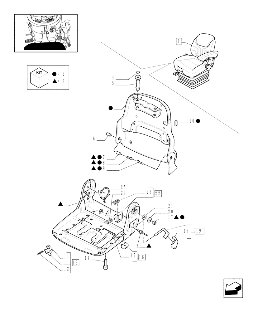 Схема запчастей Case IH MXU125 - (1.93.3/ D[02]) - "GRAMMER" SEAT WITH BELTS AND SWITCH - BREAKDOWN - W/CAB - C5052 (10) - OPERATORS PLATFORM/CAB