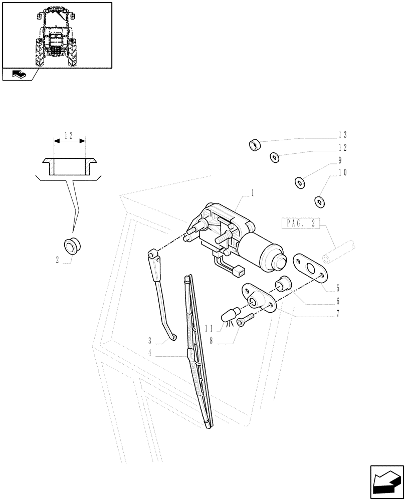 Схема запчастей Case IH FARMALL 85C - (1.92.91[01]) - FRONT WINDSHIELD WIPER (10) - OPERATORS PLATFORM/CAB