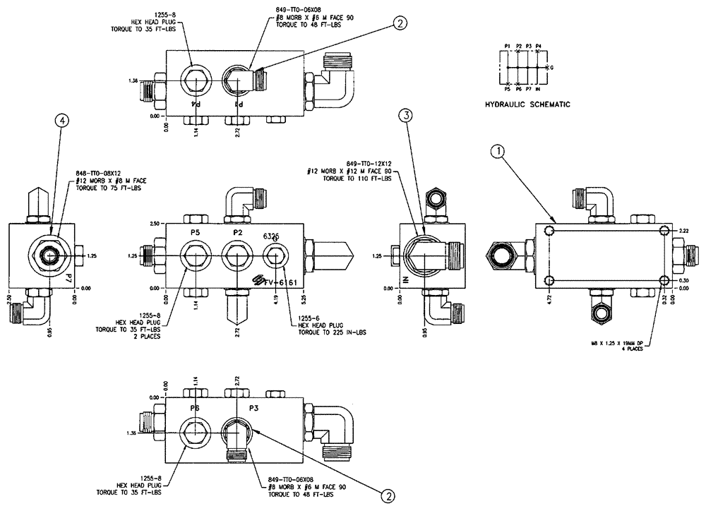 Схема запчастей Case IH SPX4260 - (06-029) - MANIFOLD, PRESSURE COMP {323902} Hydraulic Plumbing