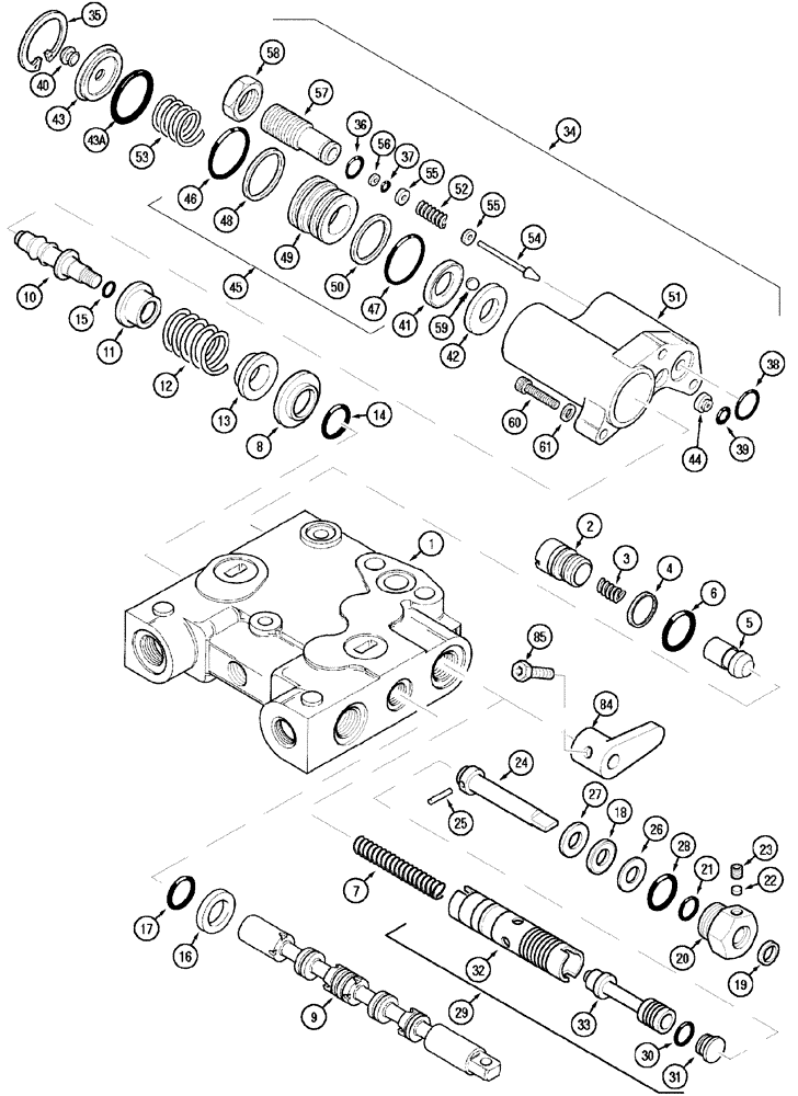 Схема запчастей Case IH MX170 - (08-34) - REMOTE VALVE ASSEMBLY (35) - HYDRAULIC SYSTEMS