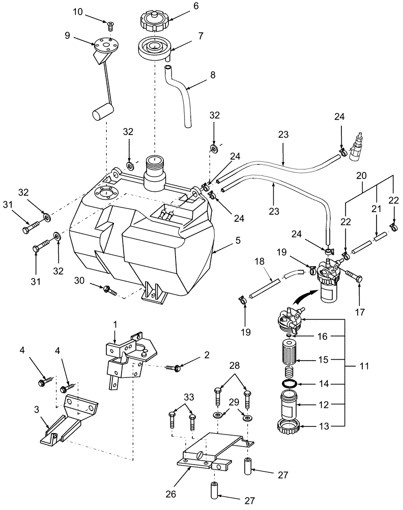 Схема запчастей Case IH DX21 - (02.03) - FUEL TANK & RELATED PARTS (02) - ENGINE EQUIPMENT