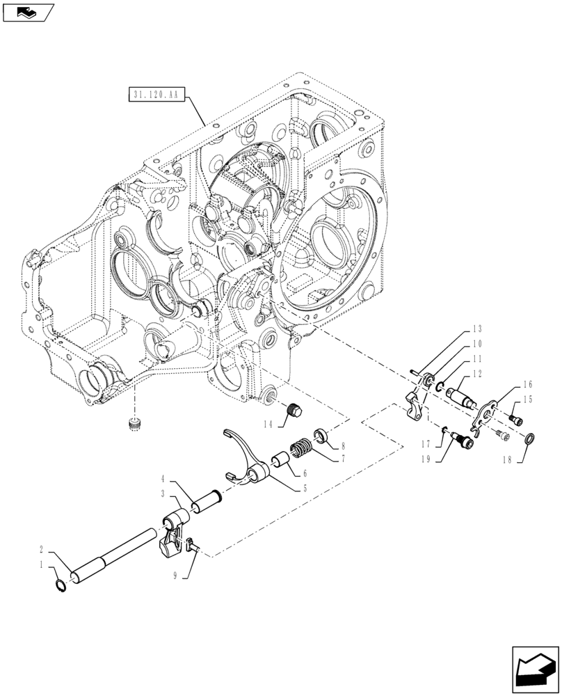 Схема запчастей Case IH FARMALL 55C - (21.507.AA) - TRANSMISSION RELEASE CONTROL (21) - TRANSMISSION