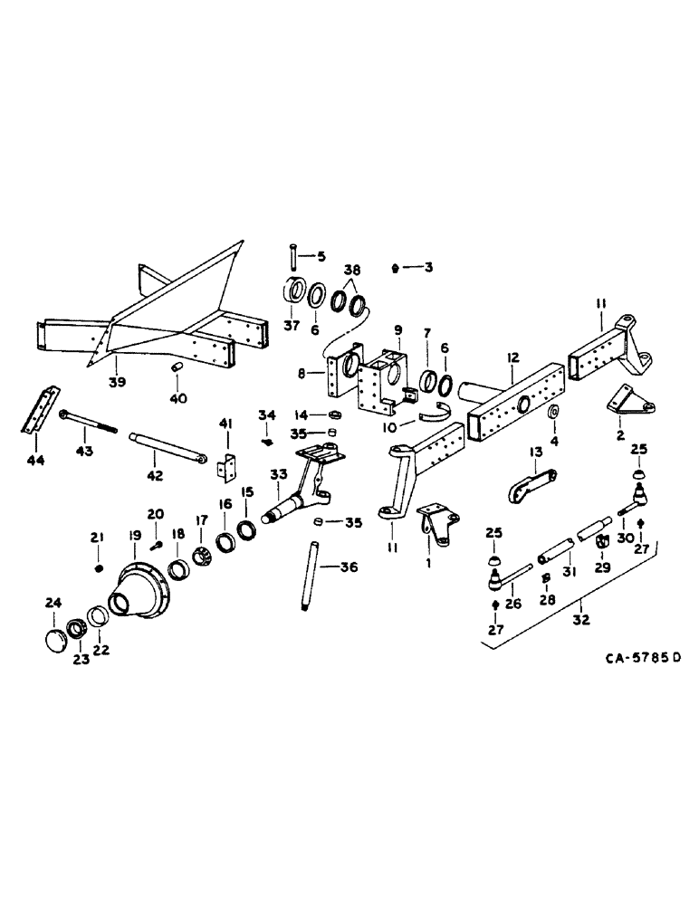 Схема запчастей Case IH 1460 - (14-011) - STEERING AXLE, SUPPORT AND TIE ROD, ADJUSTABLE, FOR RICE Suspension