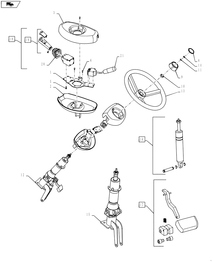 Схема запчастей Case IH FARMALL 45C - (41.101.AB) - STEERING COLUMN, TILT/TELESCOPING (41) - STEERING