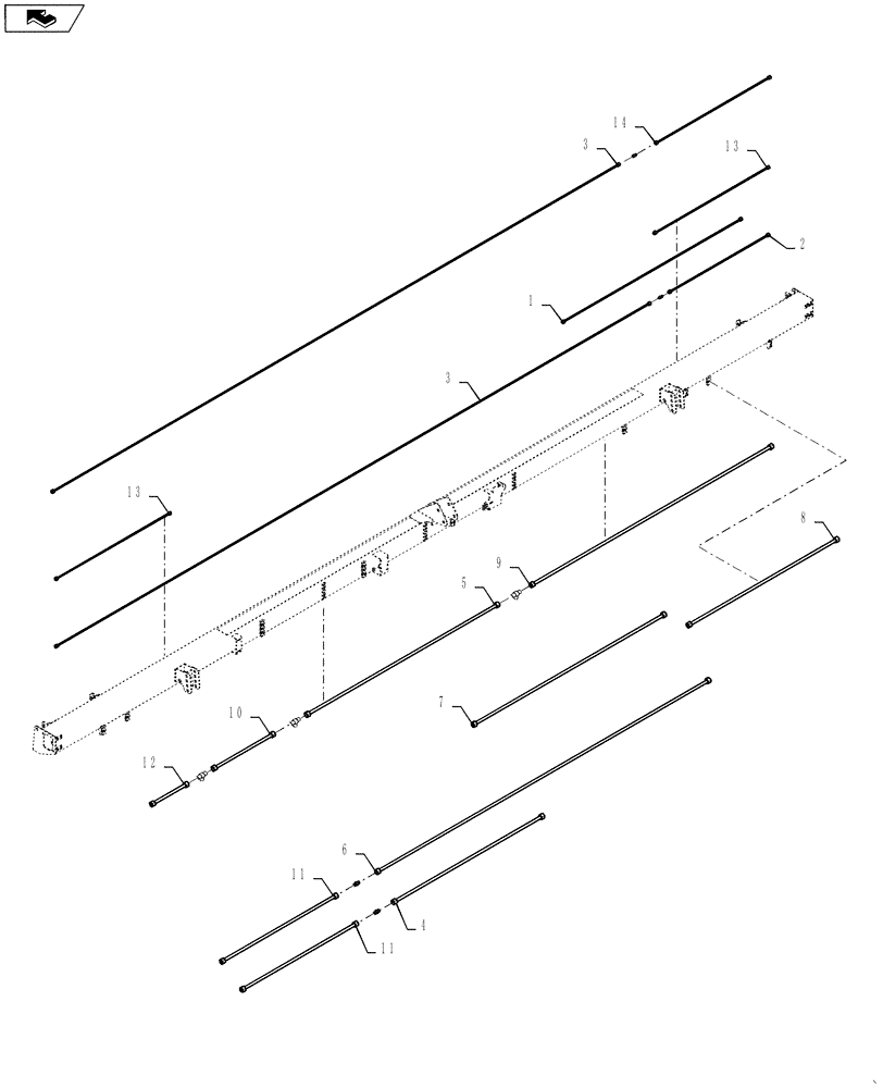 Схема запчастей Case IH DH302 - (20.07.08[06.1]) - STEEL LINES, DOUBLE SWATH, 30FT, FROM PIN YBZB01431 (07) - HYDRAULICS