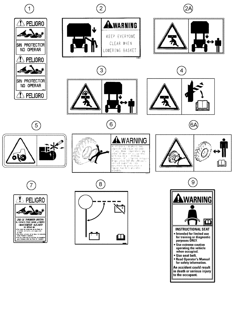 Схема запчастей Case IH 2555 - (09F-25) - DECALS - CAUTION, WARNING AND DANGER (12) - CHASSIS