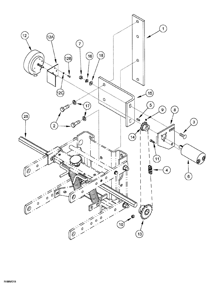 Схема запчастей Case IH AFS - (04-58) - GRANULAR CHEMICAL DRIVE (955 TRAILING AFS PLANTER - 1999, 12 ROW AND 16 ROW NARROW AND 12/23 SRC) (55) - ELECTRICAL SYSTEMS