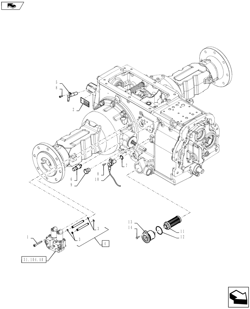 Схема запчастей Case IH FARMALL 45B CVT - (21.504.AK[02]) - REAR HOUSING ASSEMBLY (21) - TRANSMISSION