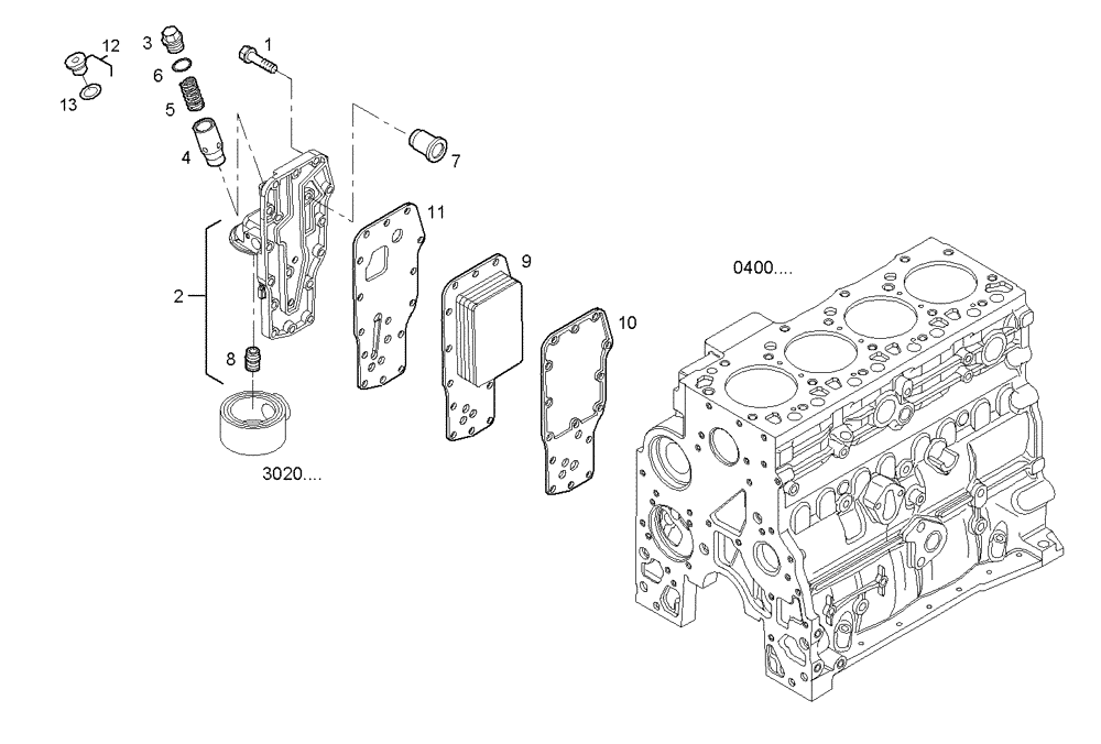 Схема запчастей Case IH F4BE0454G D600 - (3100.099) - OIL - WATER HEAT EXCHANGER 