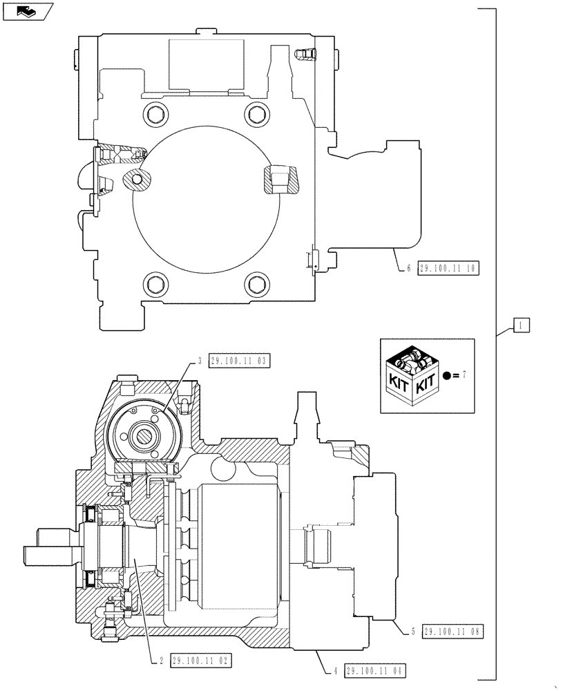 Схема запчастей Case IH 3330 - (29.100.11[01]) - HYDROSTATIC PUMP, WITH 13 TEETH, RH MOUNTED, SN YCT032640 AND AFTER (29) - HYDROSTATIC DRIVE