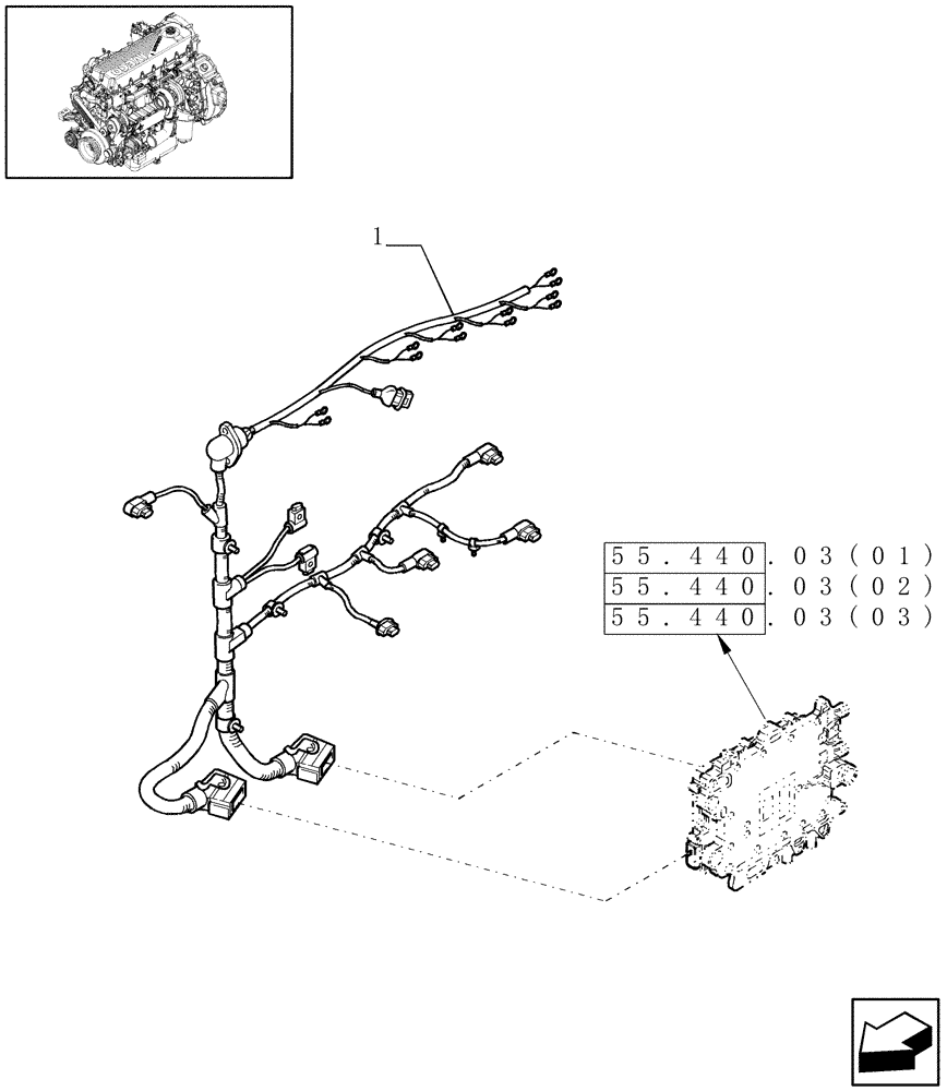 Схема запчастей Case IH 9010 - (55.100.05) - ENGINE WIRE HARNESS - 7010 (55) - ELECTRICAL SYSTEMS