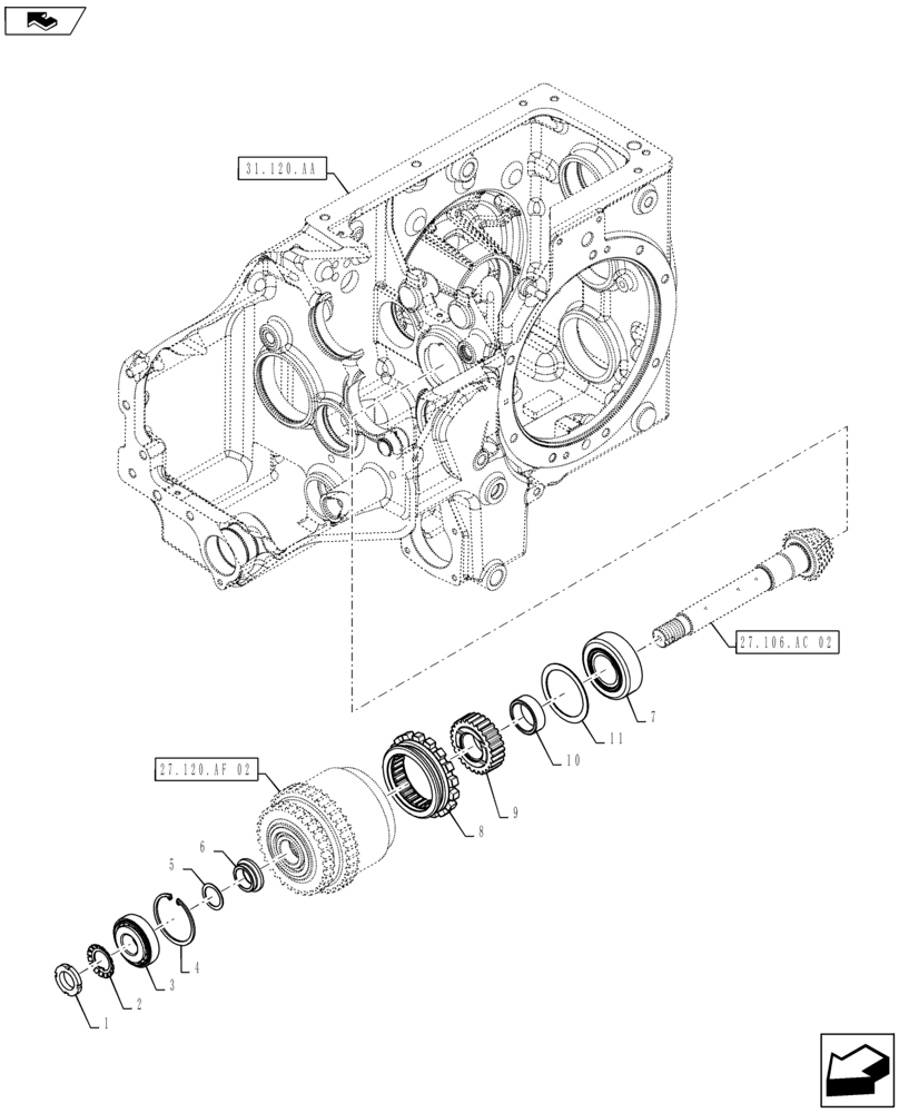 Схема запчастей Case IH FARMALL 50B - (27.120.AF[01]) - PLANETARY GEAR (27) - REAR AXLE SYSTEM