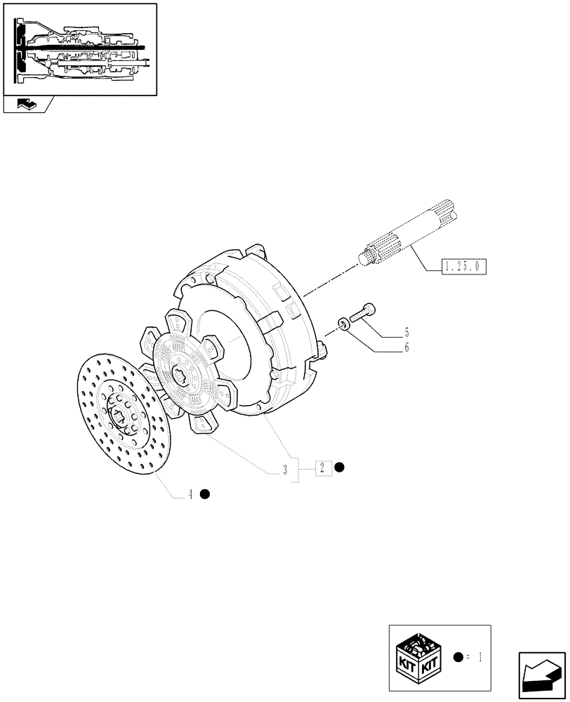 Схема запчастей Case IH FARMALL 90 - (1.25.0/01[01A]) - SINGLE LEVER PTO - CLUTCH - D6911 (VAR.335250) (03) - TRANSMISSION