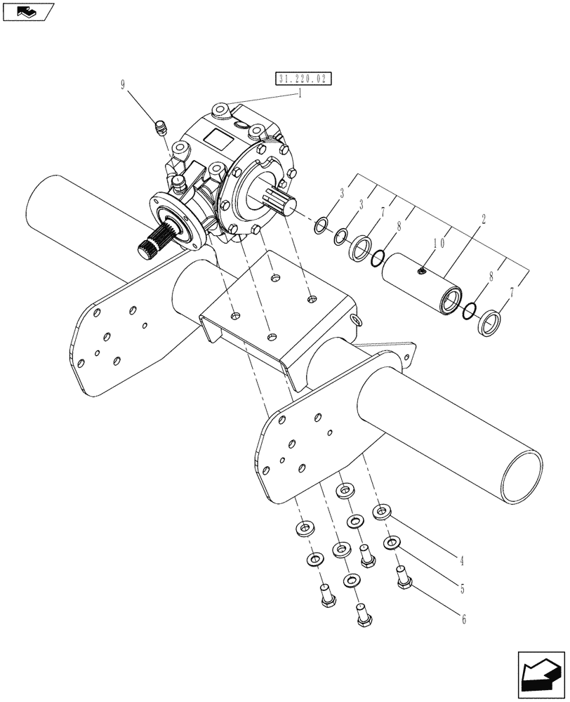 Схема запчастей Case IH RB455A - (31.220.01) - GEARBOX MOUNTING (31) - IMPLEMENT POWER TAKE OFF