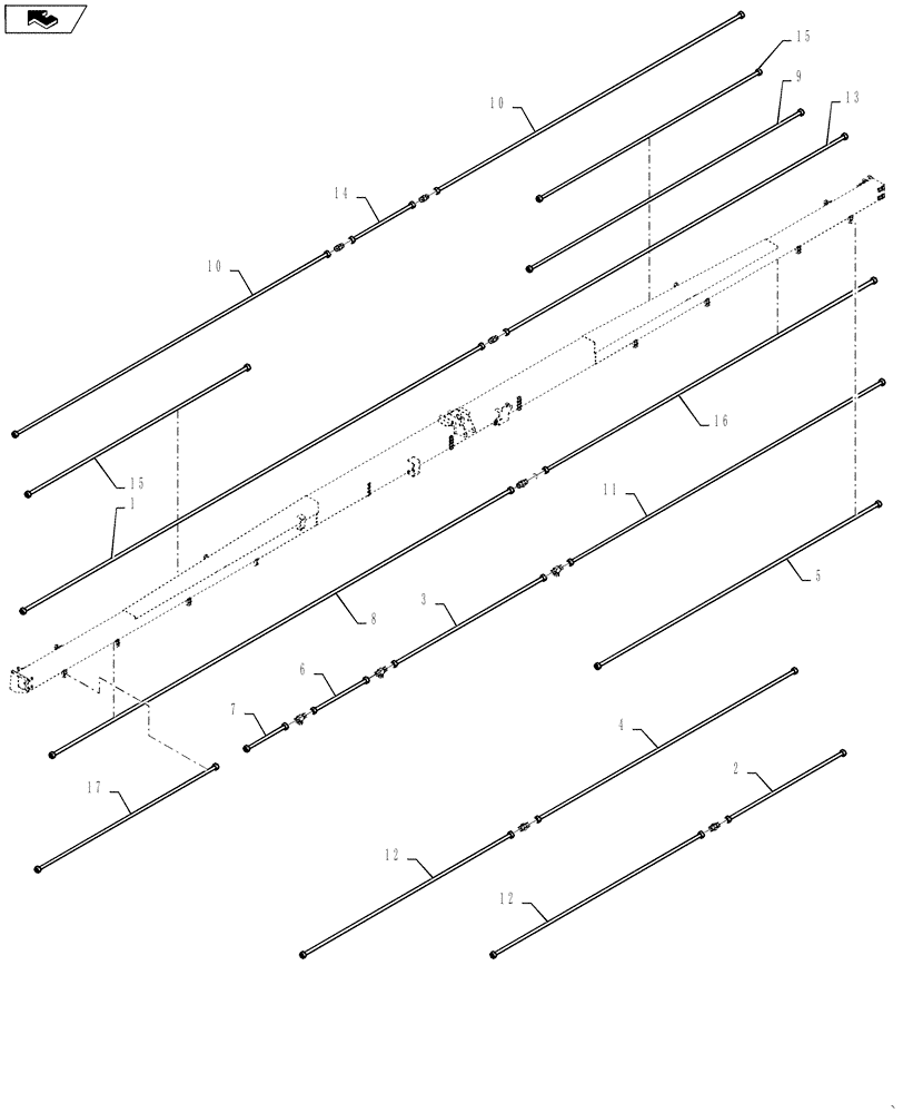 Схема запчастей Case IH DH362 - (20.07.07[09.2]) - STEEL LINES, SINGLE SWATH, 36FT, FROM PIN YBZB01433 (07) - HYDRAULICS