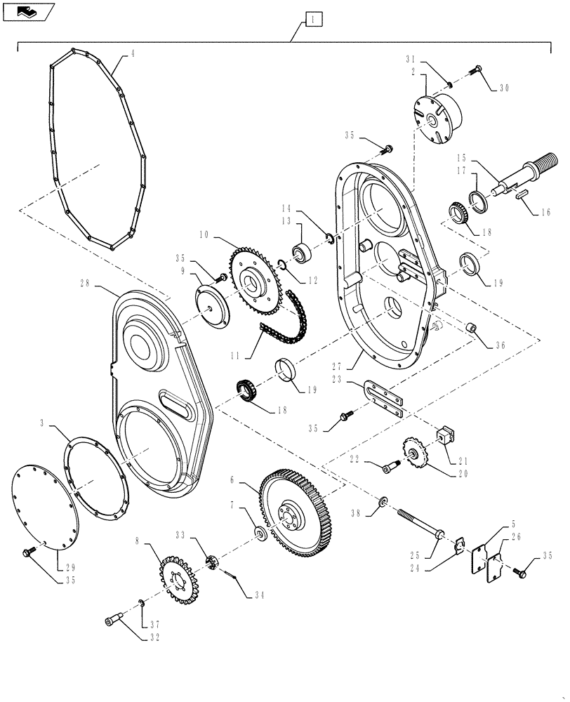 Схема запчастей Case IH 2152 - (09-55A[02]) - ADAPTER DRIVES - MODEL YEAR 2012 