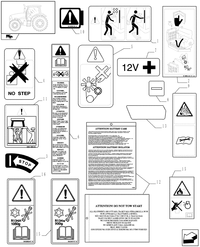 Схема запчастей Case IH PUMA 195 - (1.98.0[01]) - DECALS (13) - DECALS