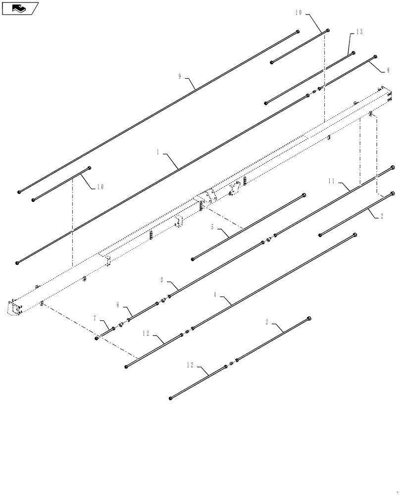 Схема запчастей Case IH DH212 - (20.07.08[04.1]) - STEEL LINES, DOUBLE SWATH, 25FT, FROM PIN YBZB01433 (07) - HYDRAULICS