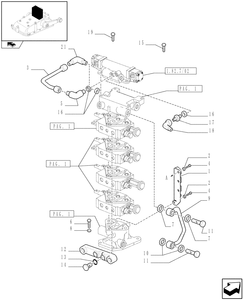 Схема запчастей Case IH FARMALL 65C - (1.82.7/13[03]) - 4 REAR REMOTE VALVES FOR EDC - QUICK COUPLING (VAR.331165) (07) - HYDRAULIC SYSTEM