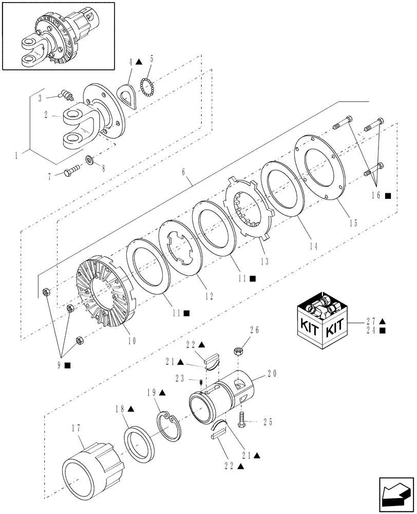 Схема запчастей Case IH DC92F - (01.06/01) - CLUTCH, SECONDARY PTO (01) - PTO DRIVE SHAFT