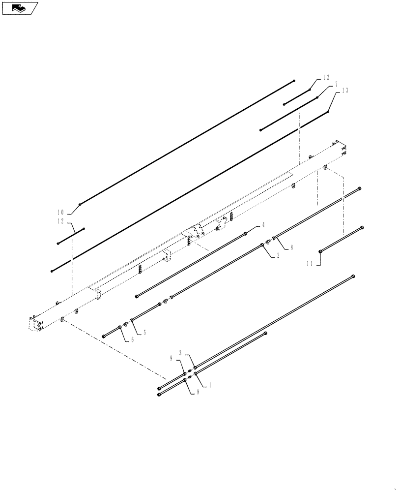 Схема запчастей Case IH DH252 - (20.07.08[02.1]) - STEEL LINES, DOUBLE SWATH, 21FT, FROM PIN YBZB01433 (07) - HYDRAULICS