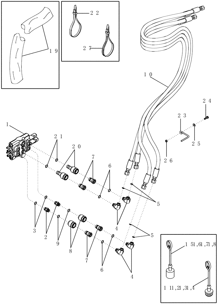 Схема запчастей Case IH LX132 - (08-19) - HYDRAULICS - MID MOUNT, JX TRACTOR (2 FUNCTION STANDARD QUICK CONNECT) (08) - HYDRAULICS