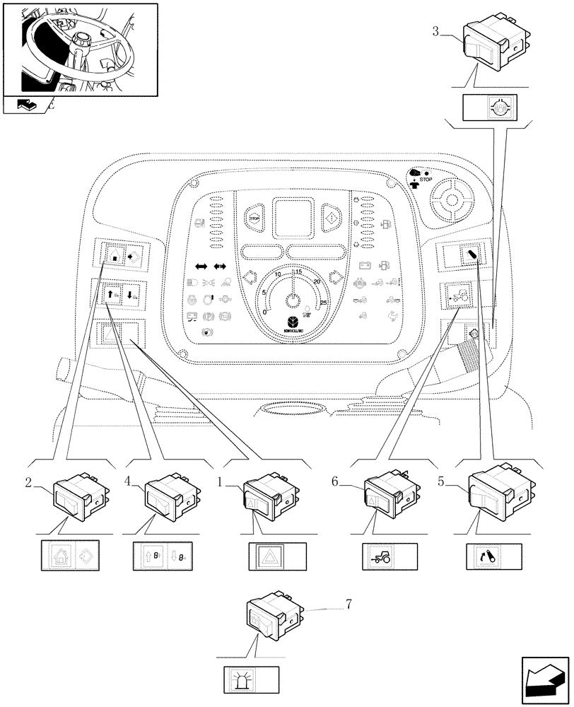 Схема запчастей Case IH FARMALL 75N - (1.91.1[01]) - SWITCH AND RELATED PARTS (10) - OPERATORS PLATFORM/CAB