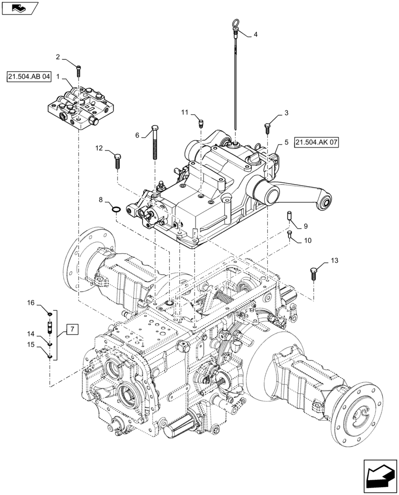 Схема запчастей Case IH FARMALL 45C - (21.504.AK[01]) - REAR HOUSING ASSEMBLY (21) - TRANSMISSION