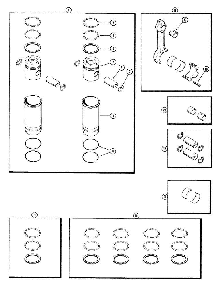 Схема запчастей Case IH 870 - (022) - PISTON ASSEMBLY AND CONNECTING RODS, (336B) DIESEL ENGINE (02) - ENGINE