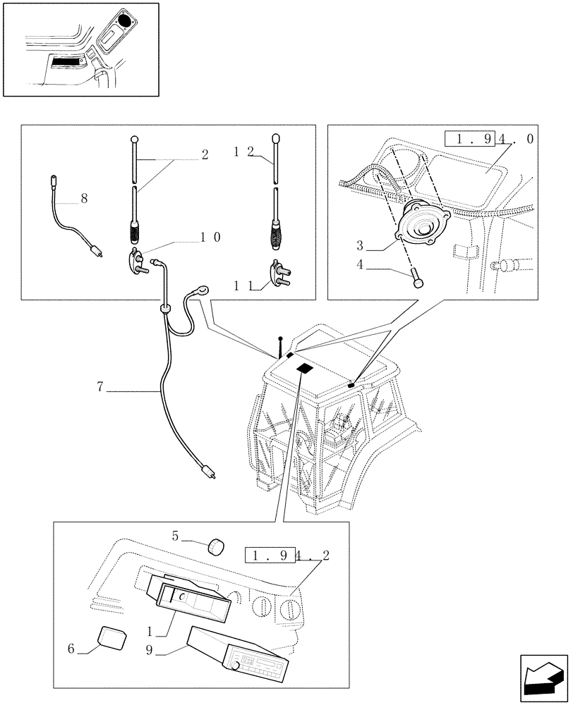 Схема запчастей Case IH MXM130 - (1.91.6) - INTENDED FOR RADIO INSTALLATION, CLOCK (10) - OPERATORS PLATFORM/CAB