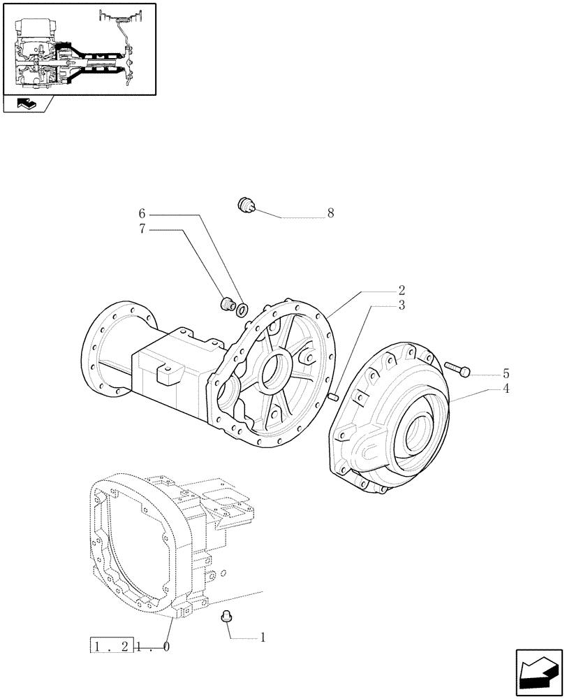 Схема запчастей Case IH FARMALL 80 - (1.48.1/02) - 4WD WATER PROOF TRANSMISSION - SIDE REDUCER BOX AND COVERS (VAR.330449) (05) - REAR AXLE