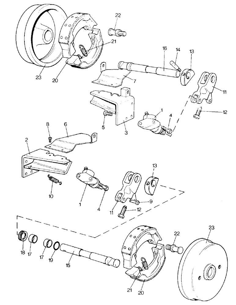 Схема запчастей Case IH 996 - (G03-1) - BRAKES, SLAVE CYLINDERS AND BRAKE SHOES, 990Q, 995Q, 996Q, 990SK, 995SK, 996SK (5.1) - BRAKES