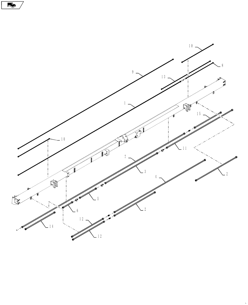 Схема запчастей Case IH DH252 - (20.07.07[06.1]) - STEEL LINES, SINGLE SWATH, 25FT, FROM PIN YBZB01433 (07) - HYDRAULICS