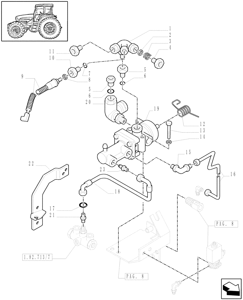 Схема запчастей Case IH MXM175 - (1.68.6/01[12]) - (VAR.385) TRAILER AIR BRAKE GERMANY - AIR BRAKE CONTROL VALVE - C5339 (05) - REAR AXLE