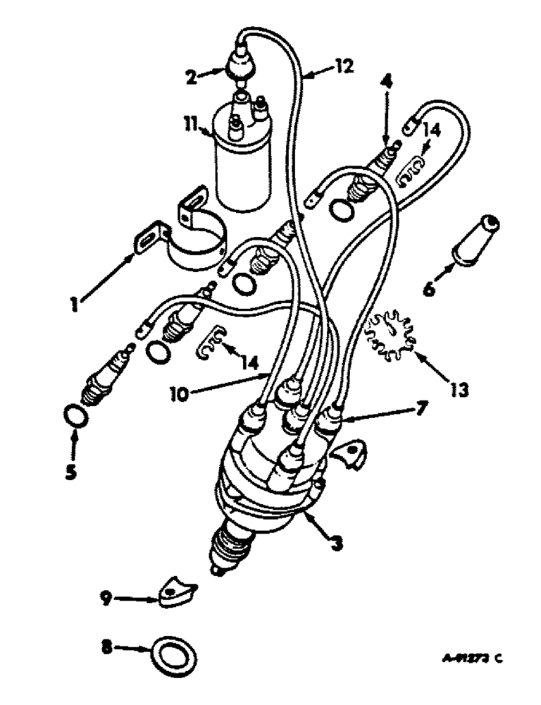 Схема запчастей Case IH C-200 - (G-20) - SPARK PLUGS, COIL, CABLES AND DISTRIBUTOR 