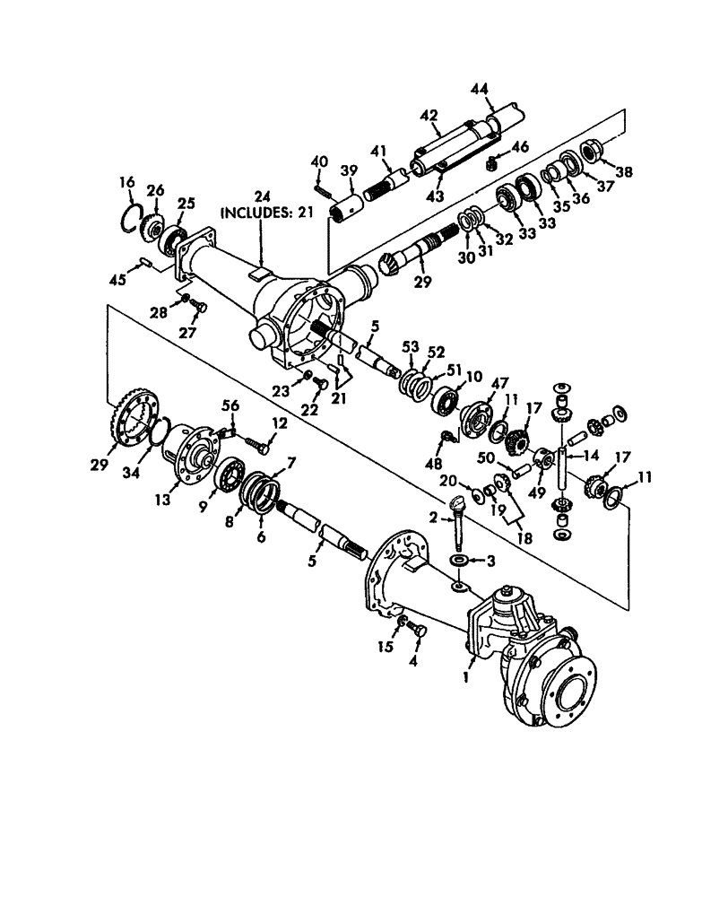 Схема запчастей Case IH D40 - (04.10) - FRONT DIFFERENTIAL GEARS W/FWD (04) - FRONT AXLE & STEERING