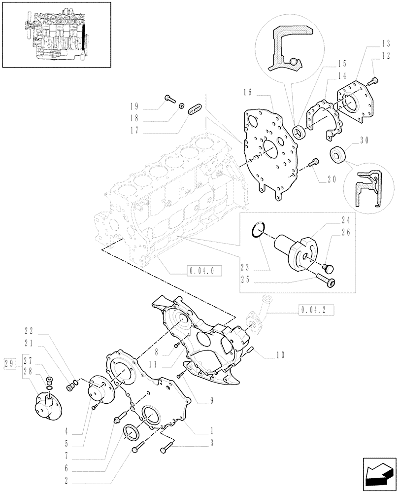 Схема запчастей Case IH MXM155 - (0.04.3) - ENGINE COVERS & GASKETS (01) - ENGINE