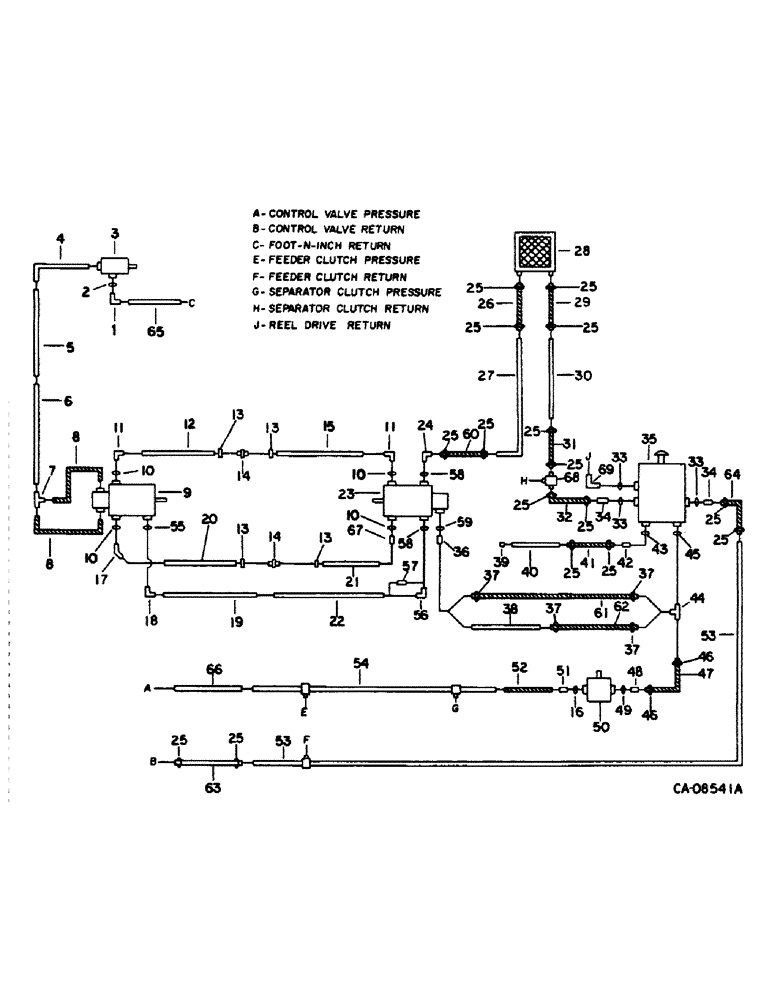 Схема запчастей Case IH 1420 - (10-29) - HYDRAULICS, HYDROSTATIC MOTOR, PUMP AND HEADER LIFT DIAGRAM (07) - HYDRAULICS