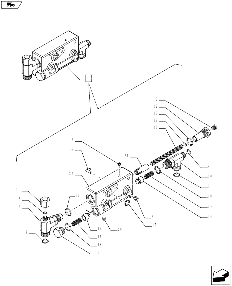 Схема запчастей Case IH FARMALL 75C - (21.134.0201[04]) - PRESSURE CONTROL VALVE - BREAKDOWN (VAR.334068-332069 / 743557) (21) - TRANSMISSION