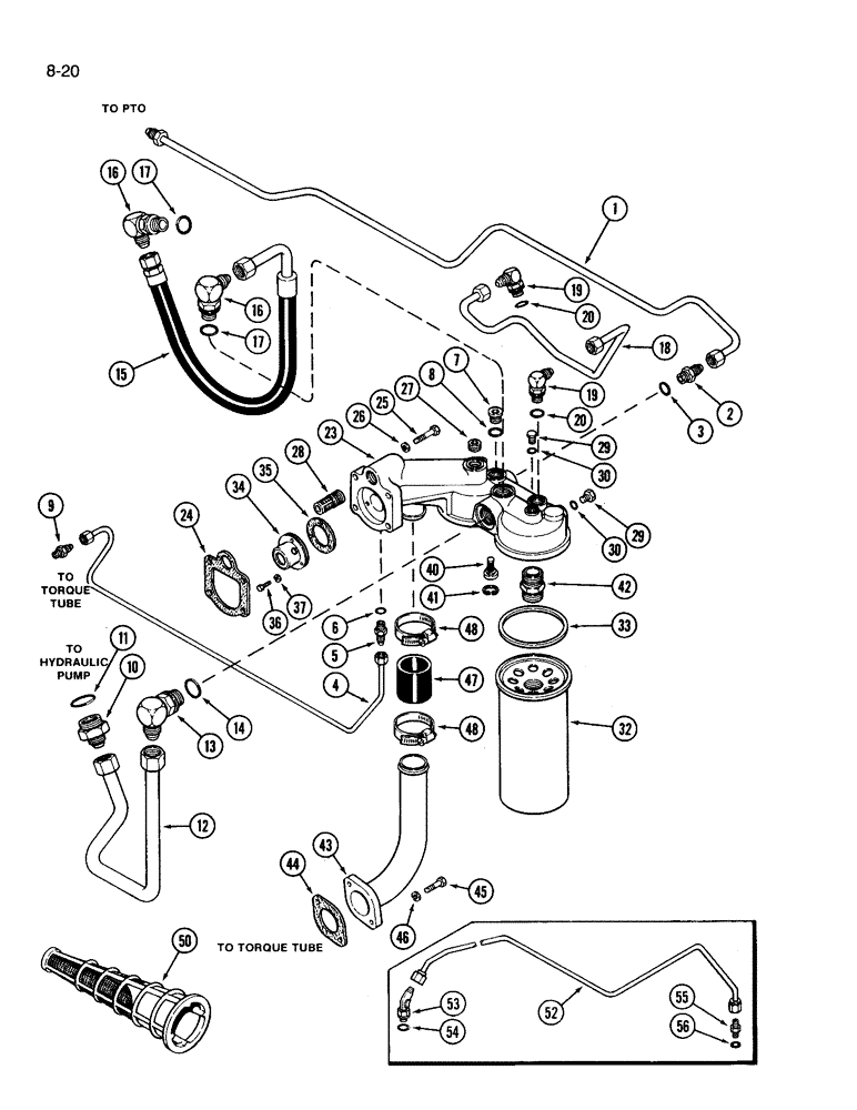 Схема запчастей Case IH 3394 - (8-20) - HYDRAULIC OIL FILTER (08) - HYDRAULICS