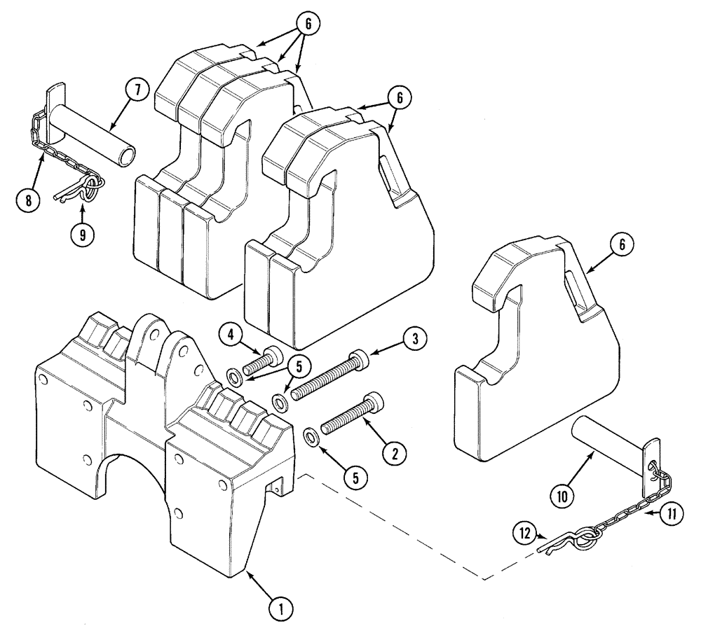 Схема запчастей Case IH 5220 - (9-152) - WEIGHTS, FRONT, FRONT HITCH VERSION (09) - CHASSIS/ATTACHMENTS