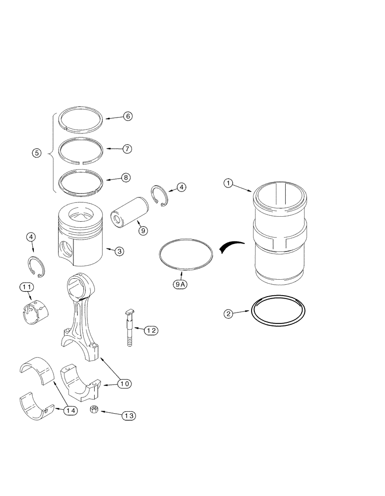 Схема запчастей Case IH MX255 - (02-43) - PISTONS - CONNECTING RODS, MX255 AND MX285 (02) - ENGINE