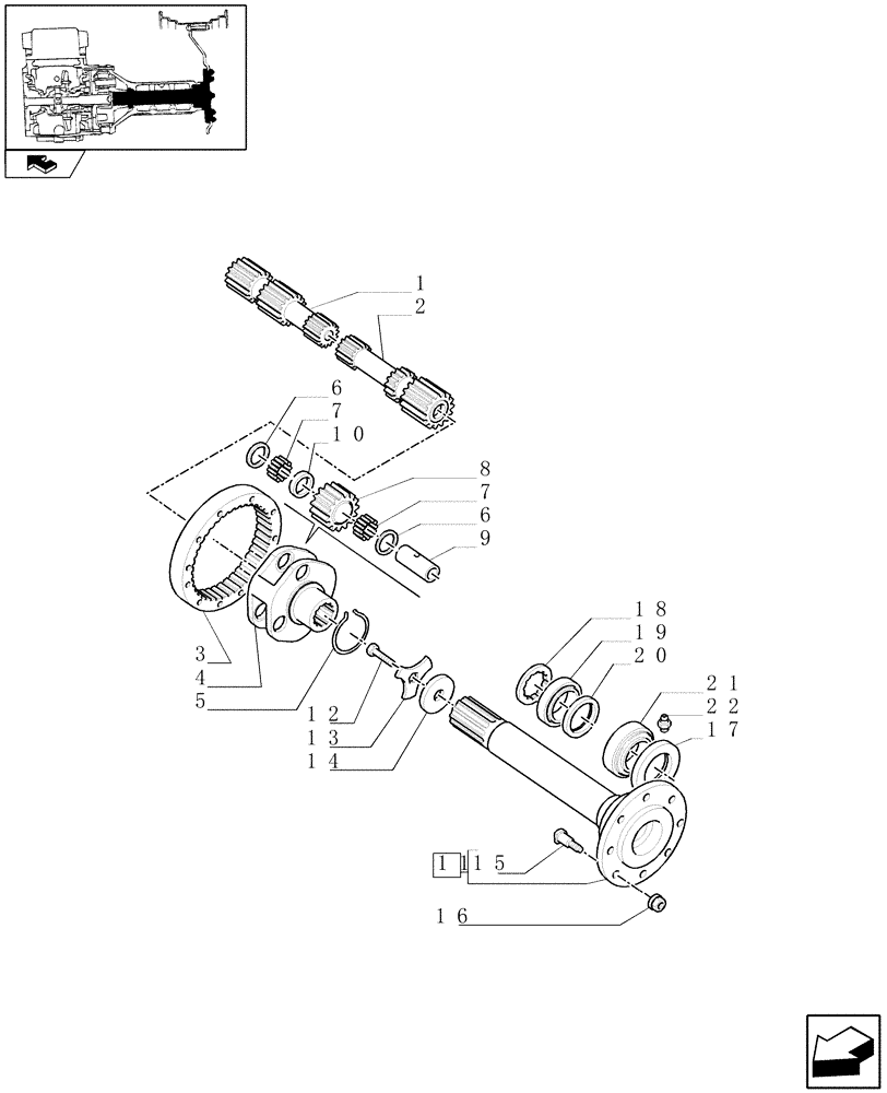 Схема запчастей Case IH PUMA 125 - (1.48.1) - FINAL DRIVE, GEARS AND SHAFTS (05) - REAR AXLE