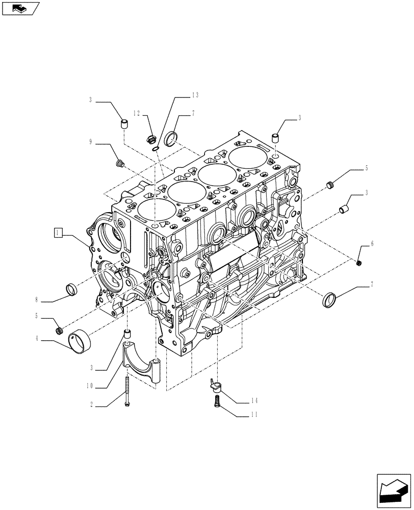 Схема запчастей Case IH FARMALL 75C - (10.001.02) - CYLINDER BLOCK & RELATED PARTS (10) - ENGINE