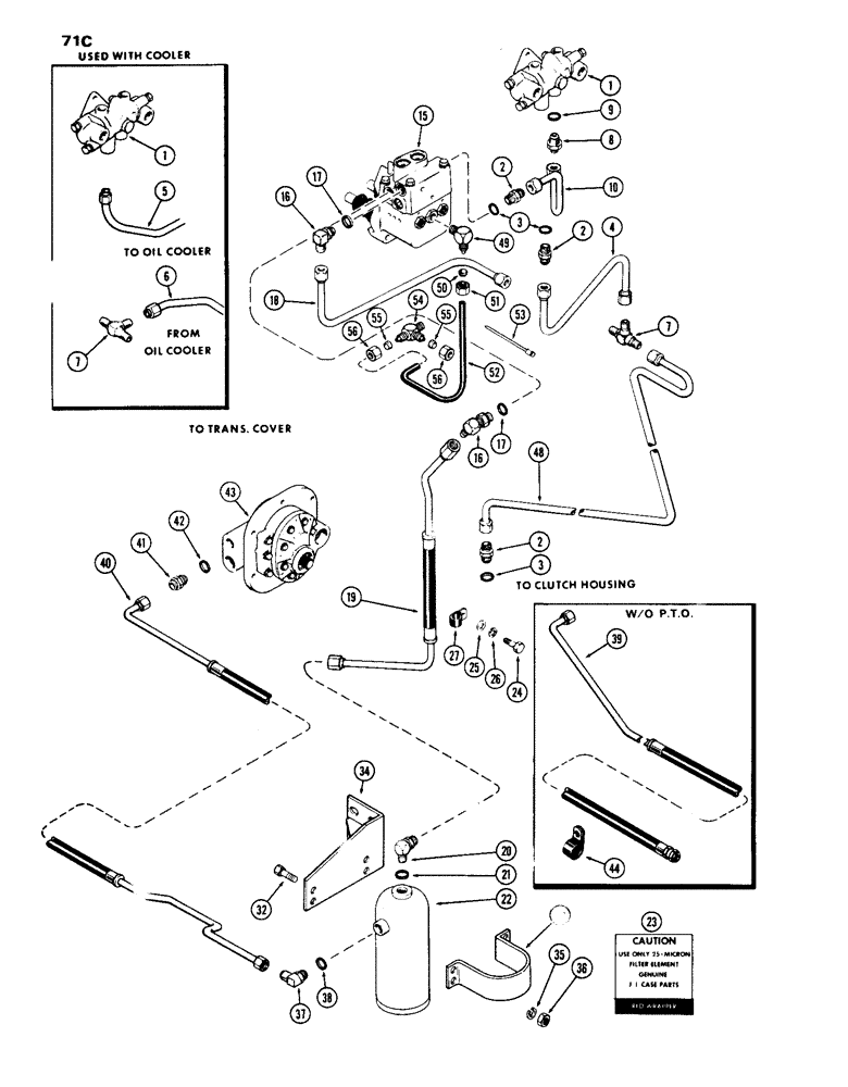 Схема запчастей Case IH 1070 - (071C) - STEERING AND BRAKE VALVE SYSTEM, POWER BRAKES WITH MECHANICAL SHIFT, 1ST USED TRAC. SER. NO. 8675001 (05) - STEERING