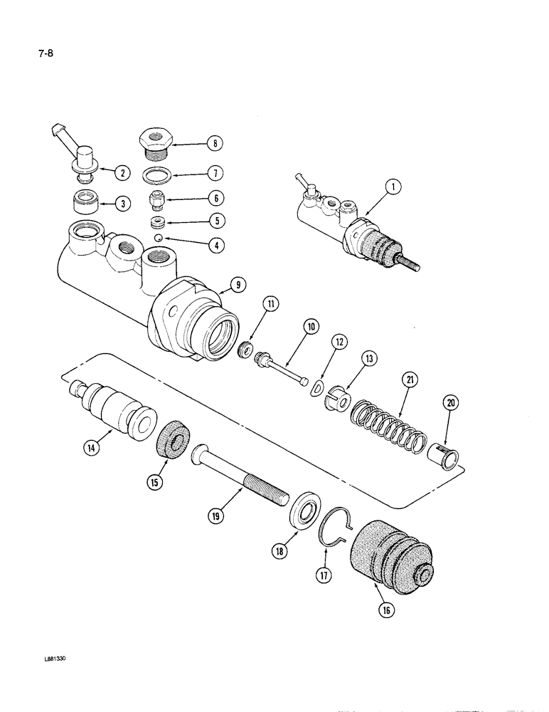 Схема запчастей Case IH 1640 - (7-08) - MASTER BRAKE CYLINDER (5.1) - BRAKES