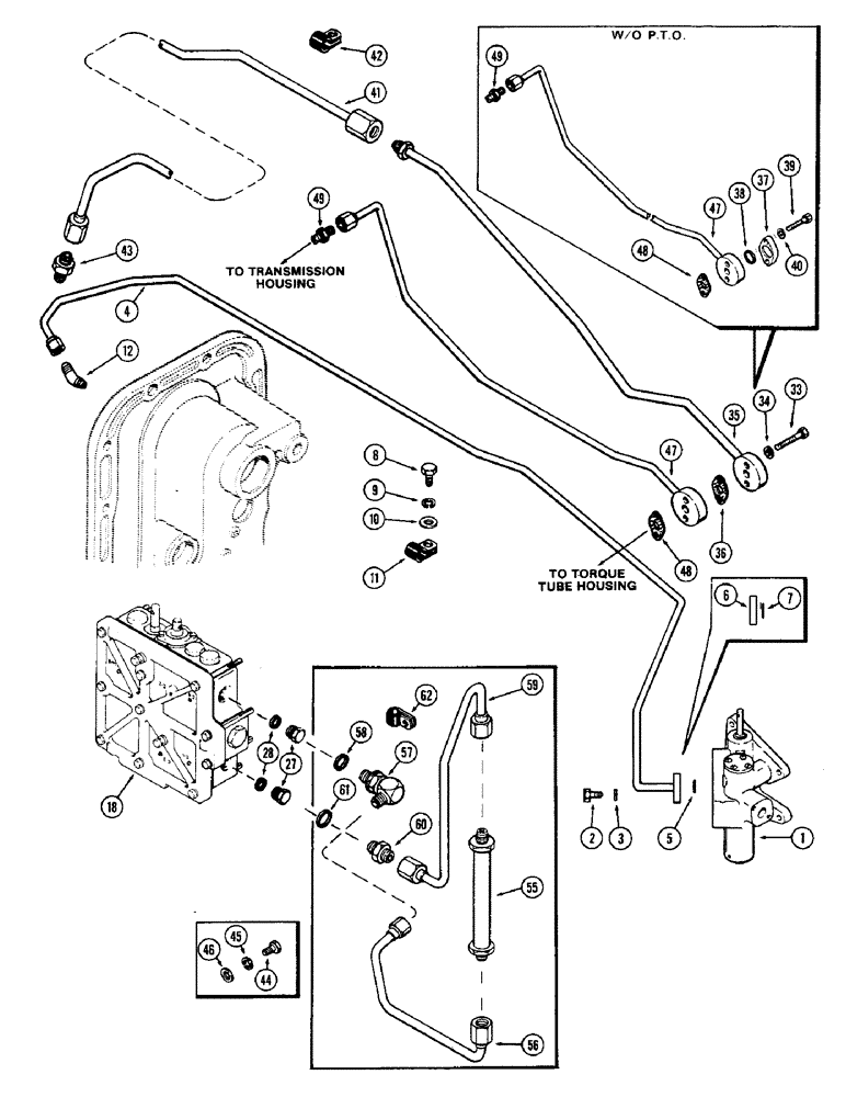 Схема запчастей Case IH 1370 - (280) - P.T.O. HYDRAULIC LINES, USED PRIOR TO P.I.N. 8811146 (06) - POWER TRAIN