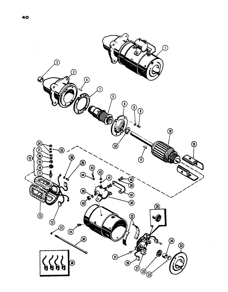 Схема запчастей Case IH 430 - (040) - STARTING MOTOR PARTS, PRIOR TO S/N 8262800, 430 MODEL,148B SPARK IGNITION ENGINE (04) - ELECTRICAL SYSTEMS