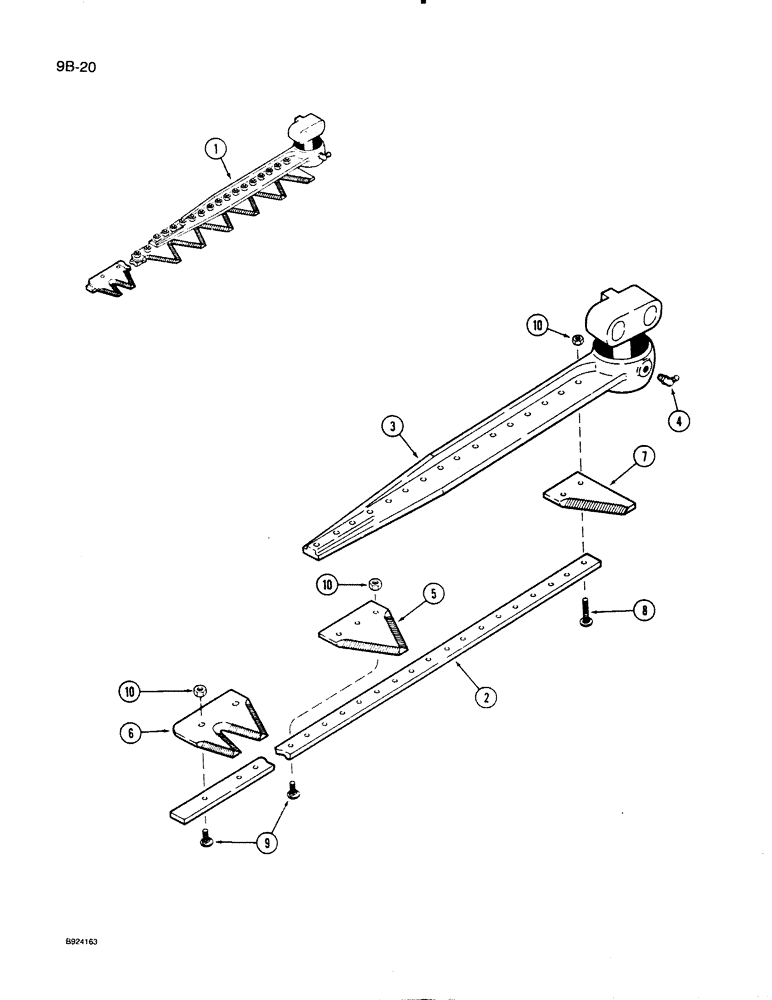 Схема запчастей Case IH 1020 - (9B-20) - KNIFE ASSEMBLY - BOLTED, 3 INCH, COLUMBUS AUTO (58) - ATTACHMENTS/HEADERS