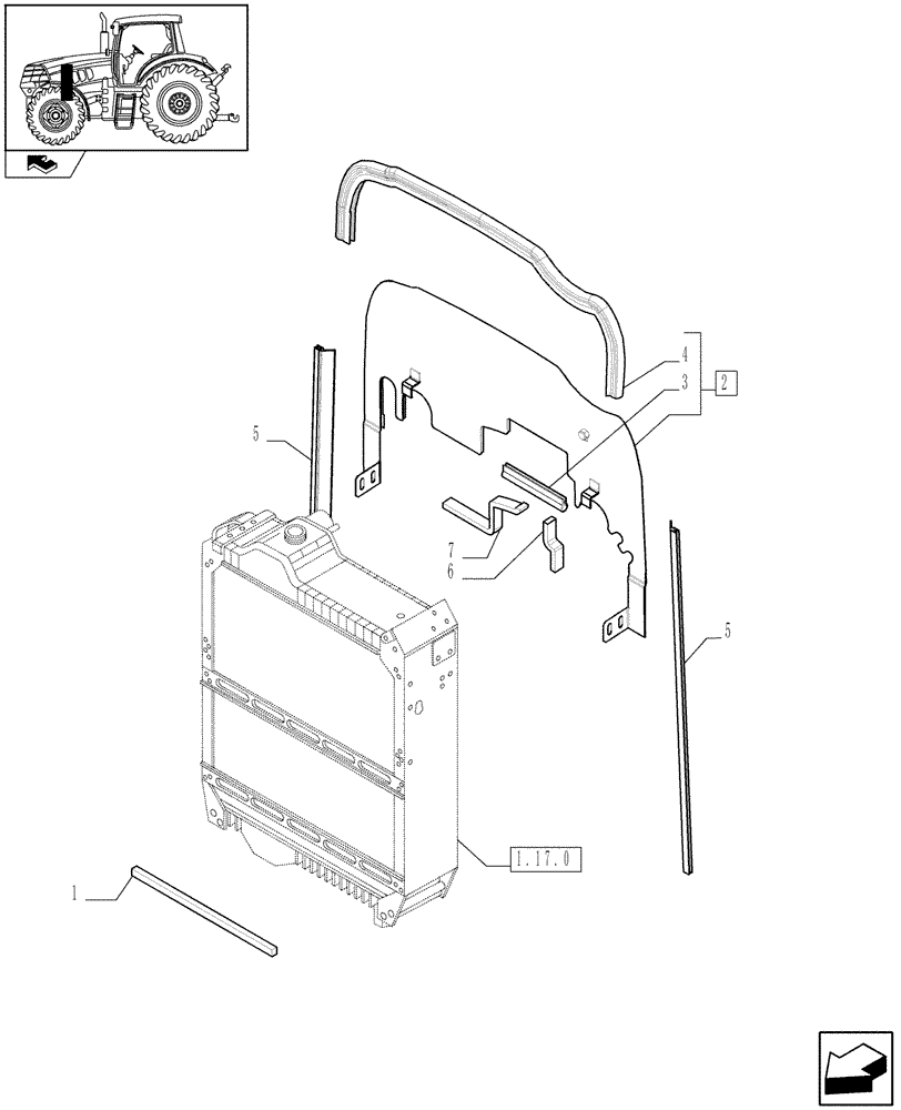 Схема запчастей Case IH PUMA 140 - (1.17.5[01]) - RADIATOR SEALS - C6659 (02) - ENGINE EQUIPMENT